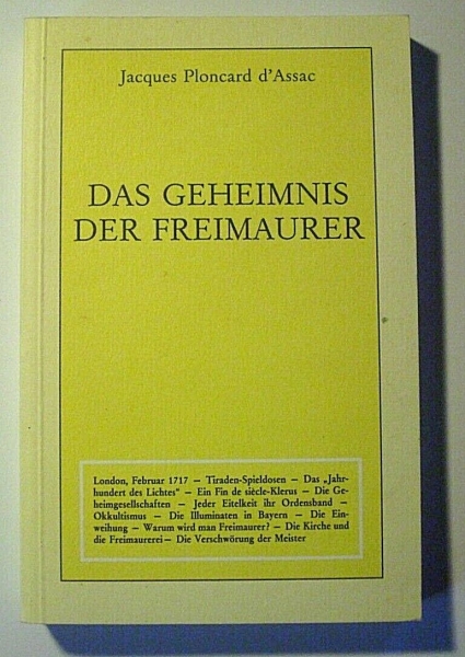 Das Geheimnis der Freimaurer von Jacques Ploncard d´Assac